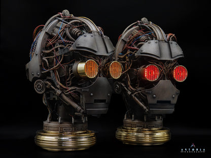 C-3PO Custom Weathering Exposed Droid Bust with Lights, Star Wars C3PO Life Size Head Sculpt Droid Depot Galactic Archive Service