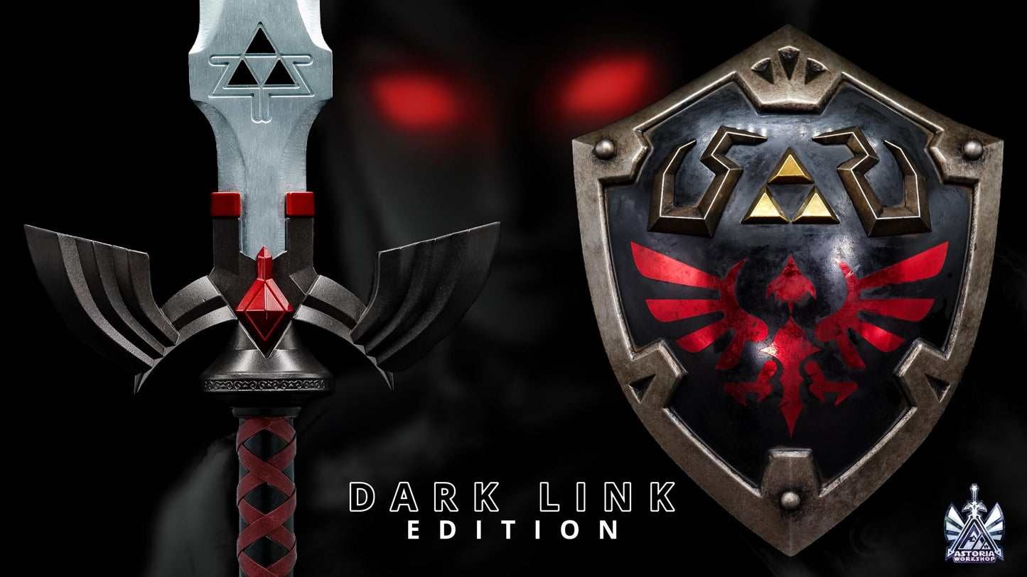 Hylian Shield - Dark Link Edition Zelda Life Sized 1:1 Metal Replica BOTW, TOTK, Ocarina Legendary Scale
