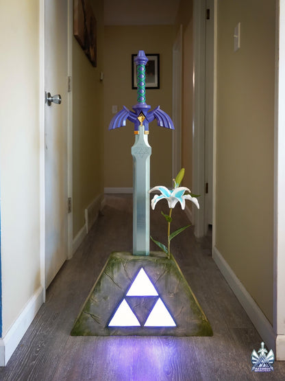 Legend of Zelda Light-Up Triforce Display Pedestal of Time, Master Sword NOT INCLUDED, Ocarina of Time, BOTW, Bluetooth Enabled