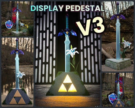 NEW V3 Zelda Triforce Display Pedestal of Time for Master Sword, Ocarina of Time, BOTW, Twilight Princess, Breath of the Wild, ToTK