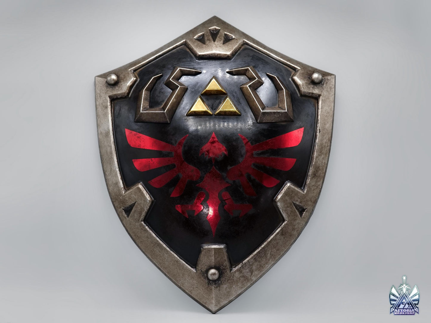 Hylian Shield - Dark Link Edition Zelda Life Sized 1:1 Metal Replica BOTW, TOTK, Ocarina Legendary Scale