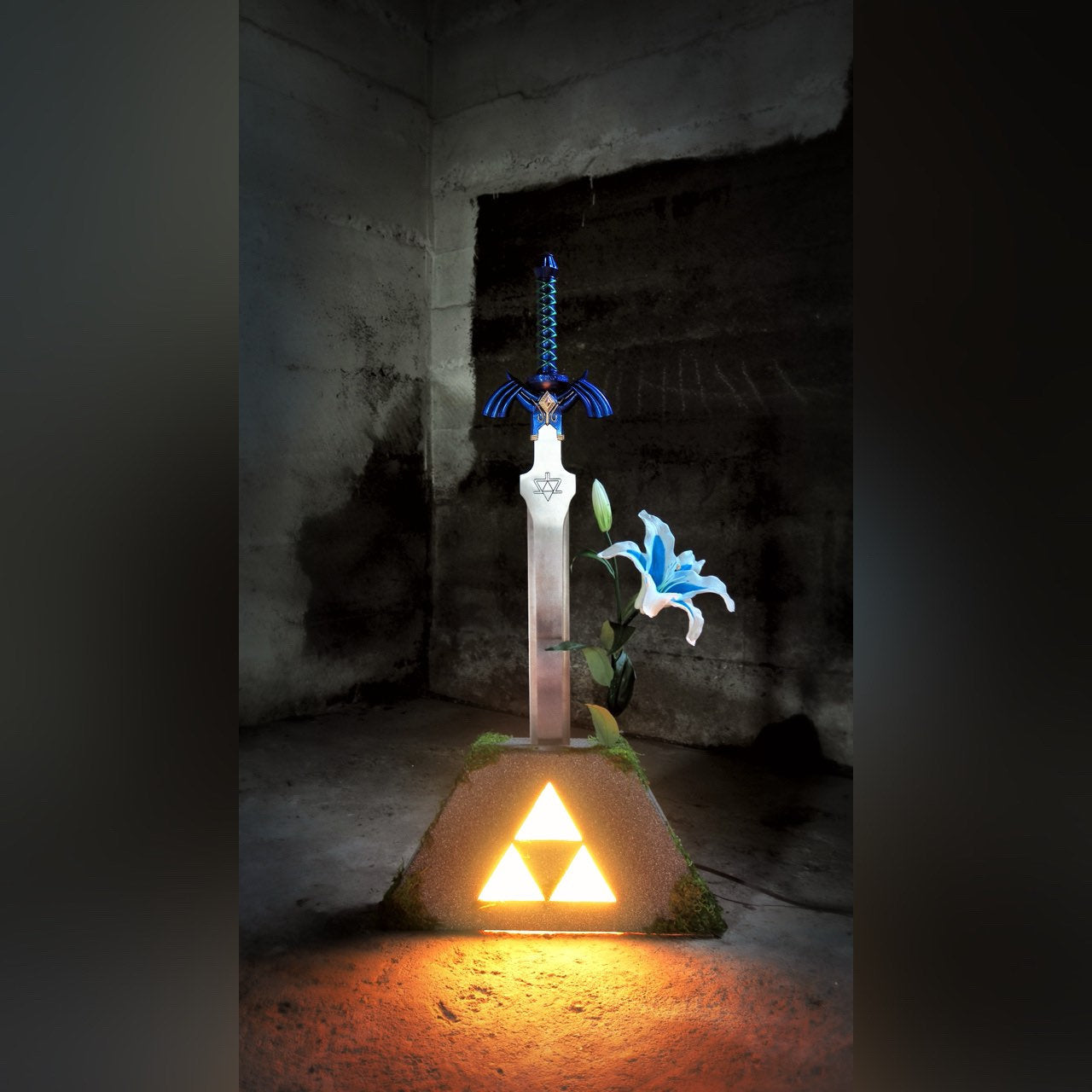 Legend of Zelda Light-Up Triforce Display Pedestal of Time, Master Sword NOT INCLUDED, Ocarina of Time, BOTW, Bluetooth Enabled
