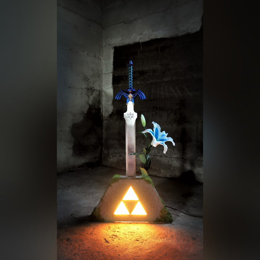 Legend of Zelda Light-Up Triforce Display Pedestal of Time, Master Sword NOT INCLUDED, Ocarina of Time, BOTW, Bluetooth Enabled