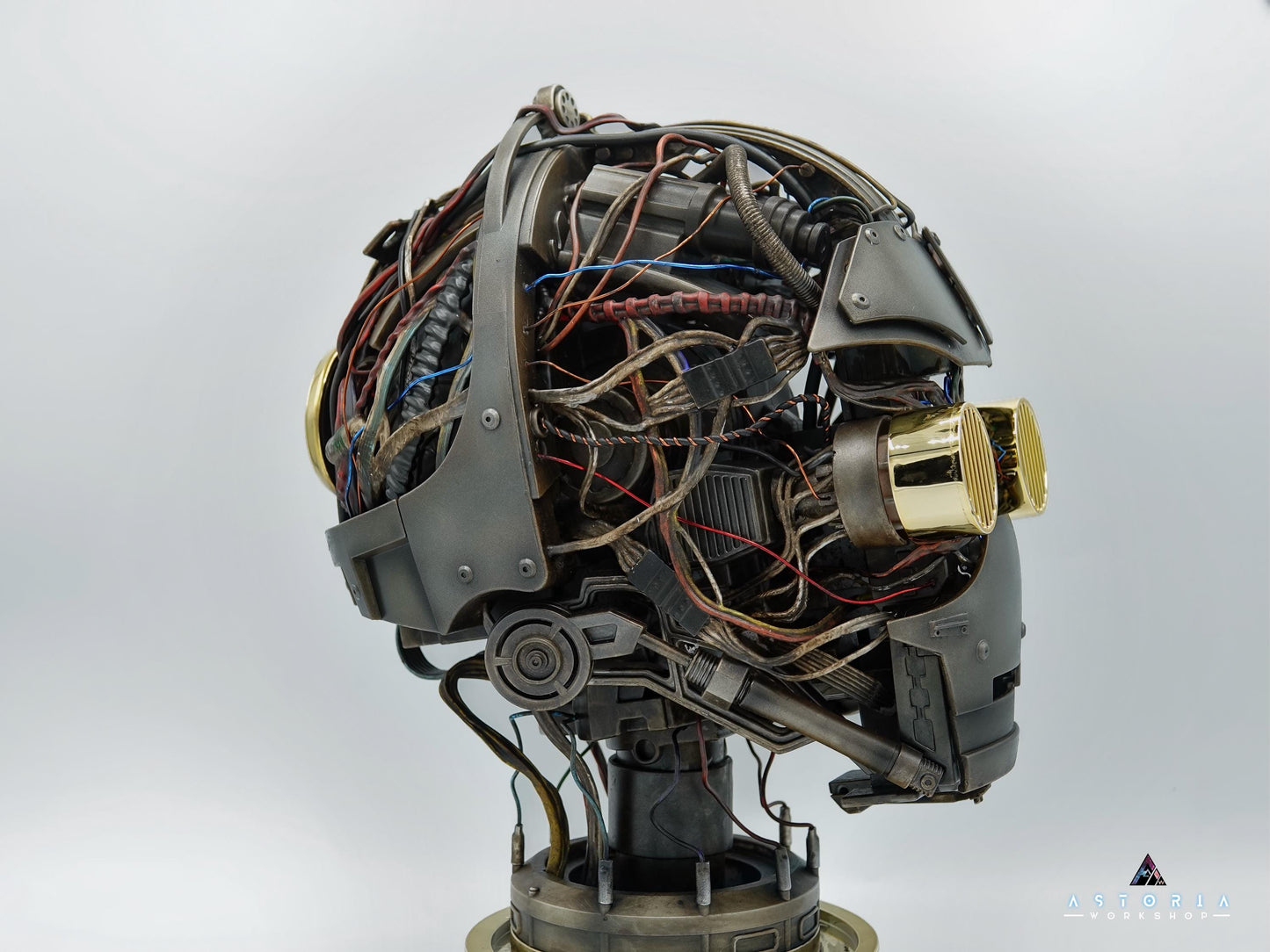 C-3PO Custom Weathering Exposed Droid Bust with Lights, Star Wars C3PO Life Size Head Sculpt Droid Depot Galactic Archive Service