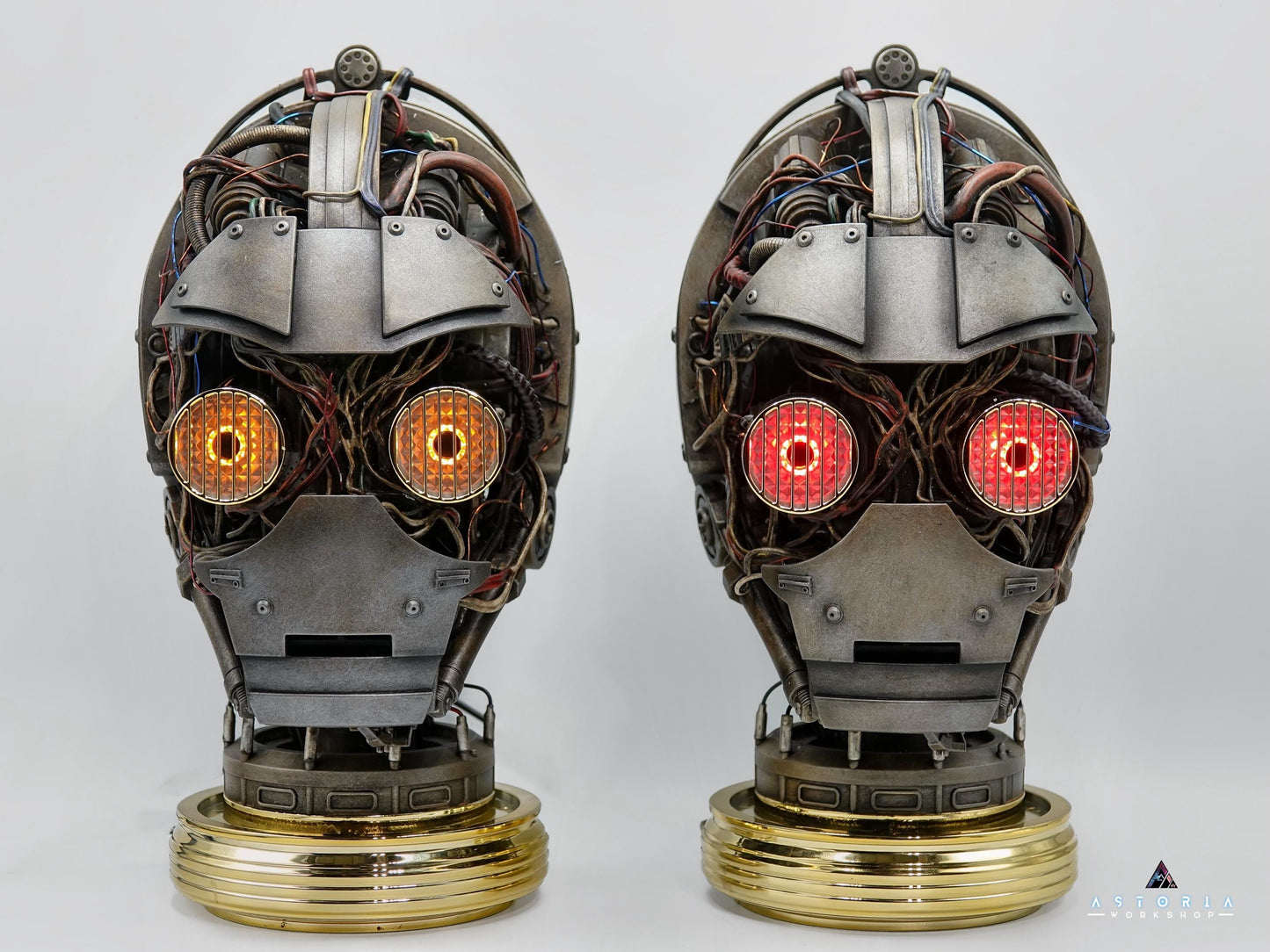 C-3PO Custom Weathering Exposed Droid Bust with Lights, Star Wars C3PO Life Size Head Sculpt Droid Depot Galactic Archive Service
