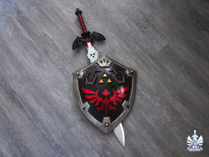 Hylian Shield - Dark Link Edition Zelda Life Sized 1:1 Metal Replica BOTW, TOTK, Ocarina Legendary Scale