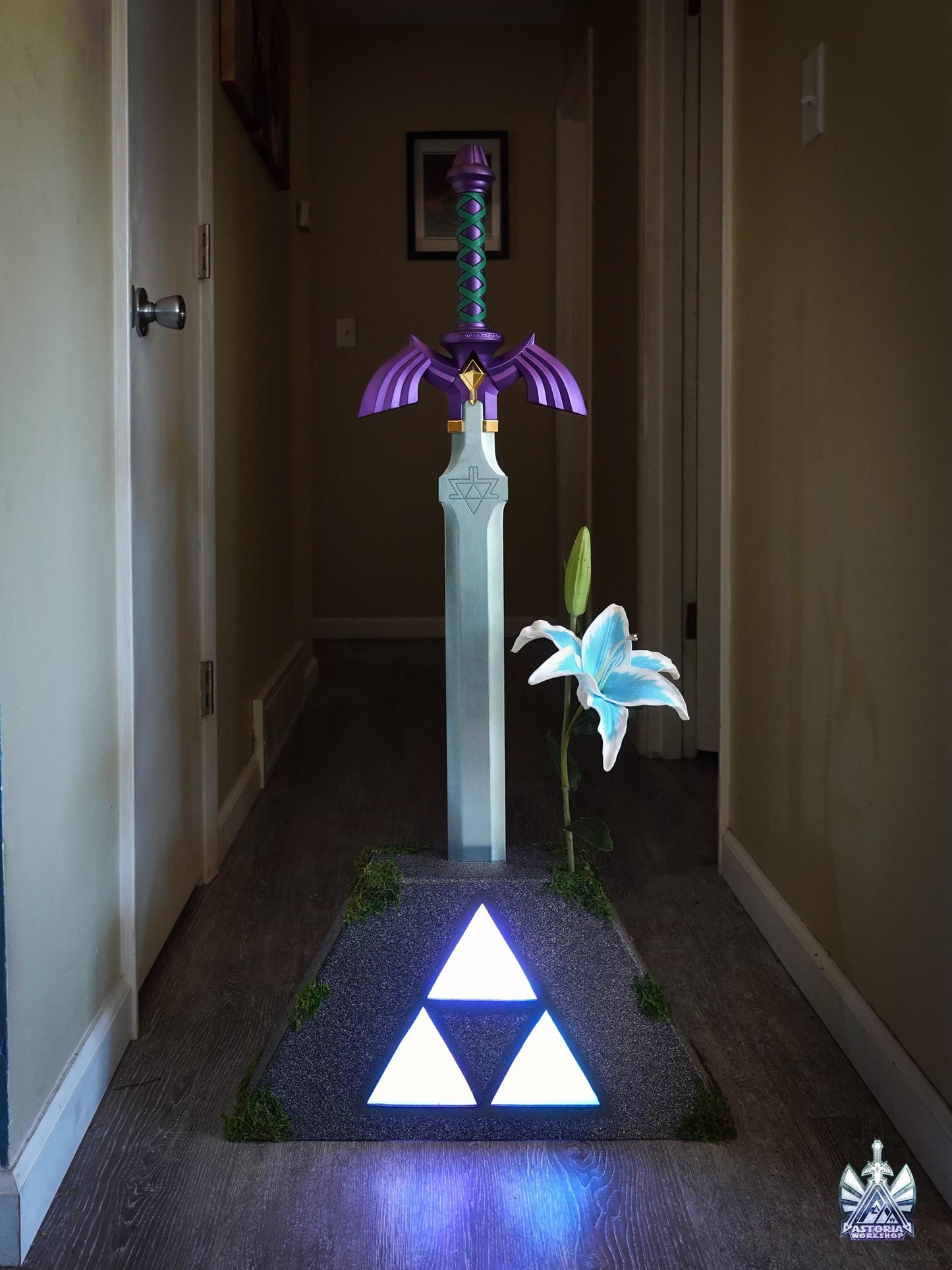 Legend of Zelda Light-Up Triforce Display Pedestal of Time, Master Sword NOT INCLUDED, Ocarina of Time, BOTW, Bluetooth Enabled