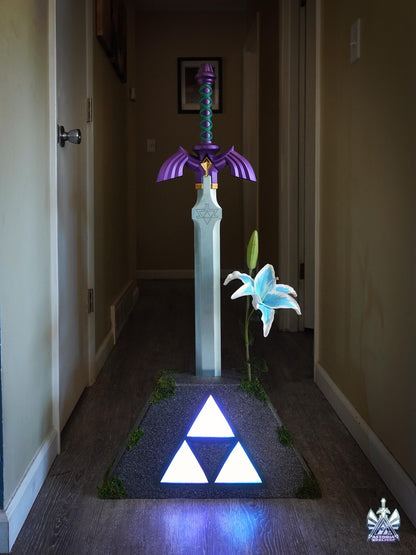 Legend of Zelda Light-Up Triforce Display Pedestal of Time, Master Sword NOT INCLUDED, Ocarina of Time, BOTW, Bluetooth Enabled