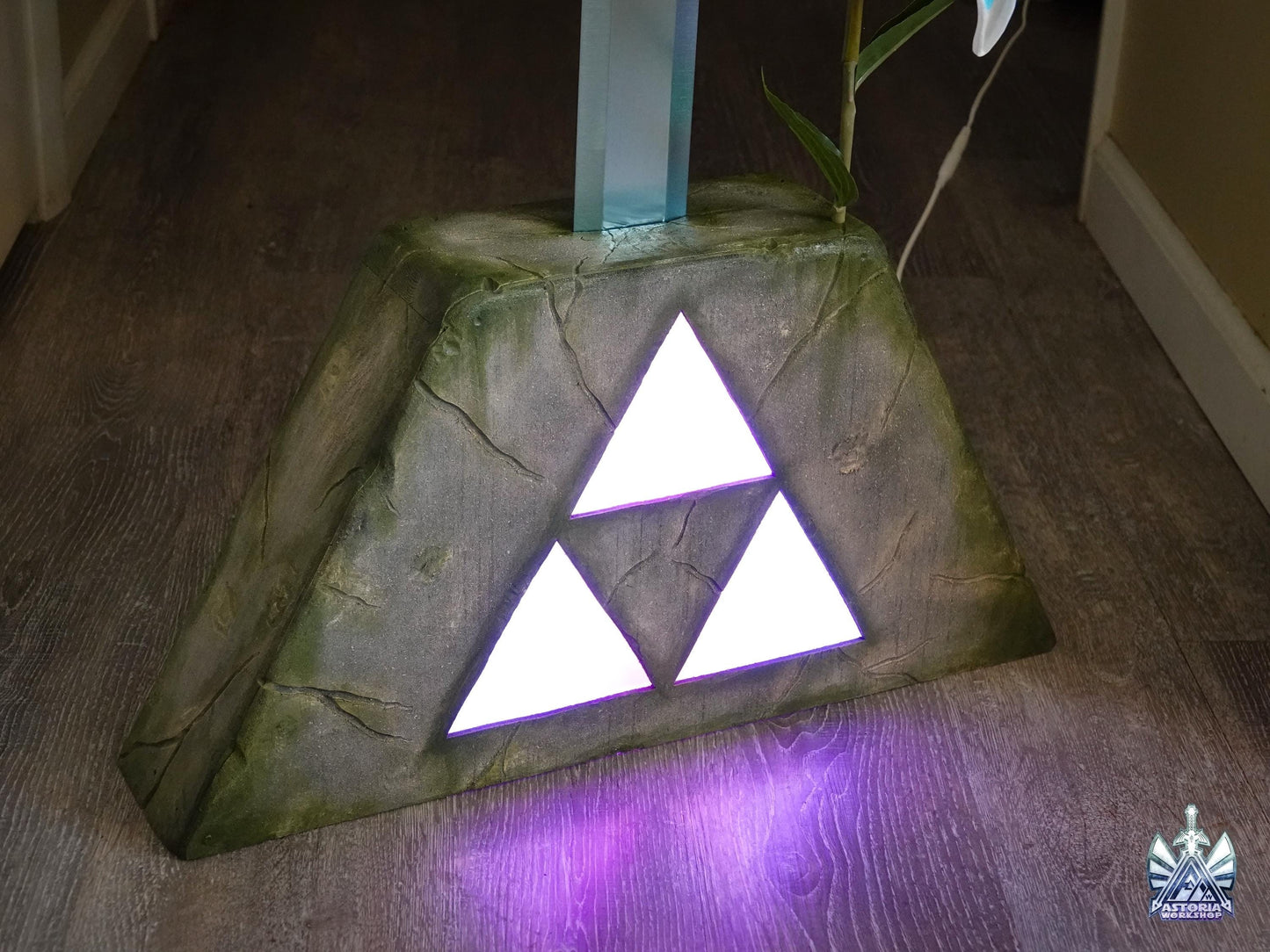 Legend of Zelda Light-Up Triforce Display Pedestal of Time, Master Sword NOT INCLUDED, Ocarina of Time, BOTW, Bluetooth Enabled