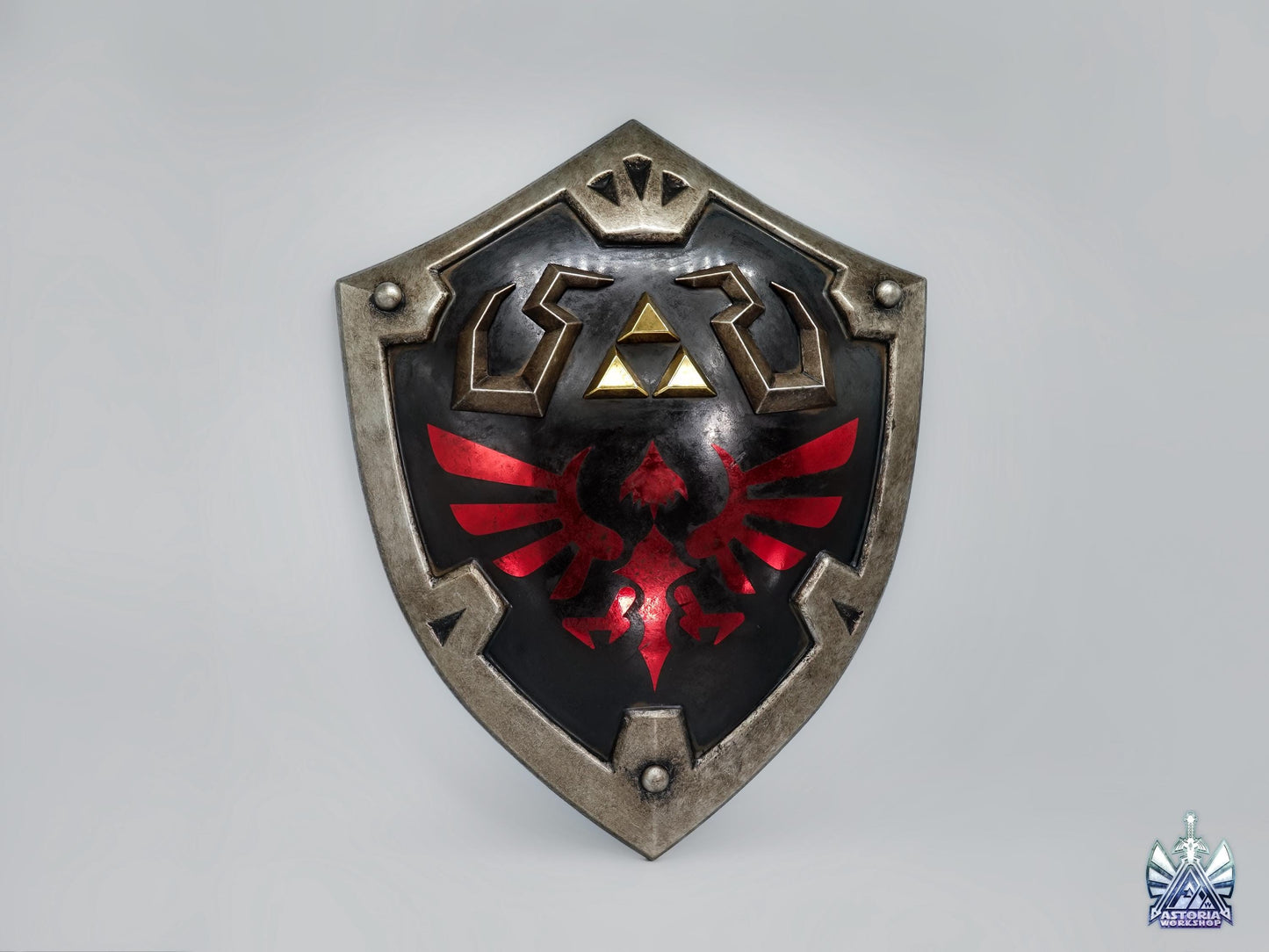 Hylian Shield - Dark Link Edition Zelda Life Sized 1:1 Metal Replica BOTW, TOTK, Ocarina Legendary Scale