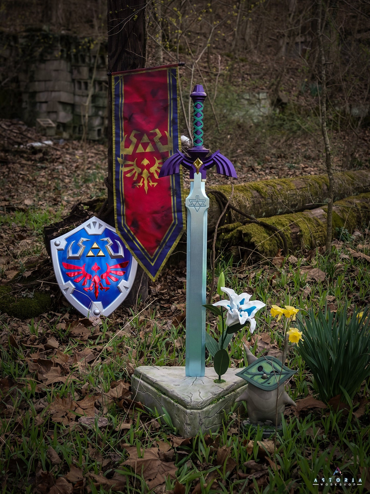 NEW V3 Zelda Triforce Display Pedestal of Time for Master Sword, Ocarina of Time, BOTW, Twilight Princess, Breath of the Wild, ToTK
