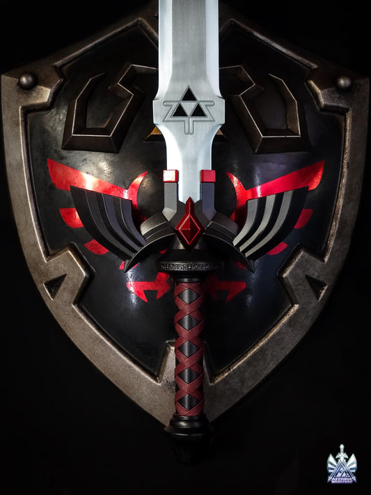 Hylian Shield - Dark Link Edition Zelda Life Sized 1:1 Metal Replica BOTW, TOTK, Ocarina Legendary Scale
