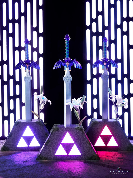 Legend of Zelda Light-Up Triforce Display Pedestal of Time, Master Sword NOT INCLUDED, Ocarina of Time, BOTW, Bluetooth Enabled