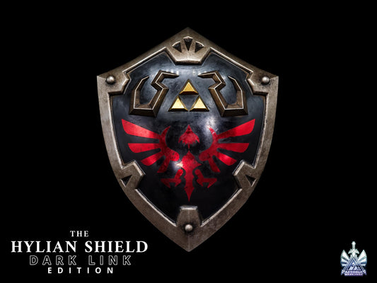 Hylian Shield - Dark Link Edition Zelda Life Sized 1:1 Metal Replica BOTW, TOTK, Ocarina Legendary Scale